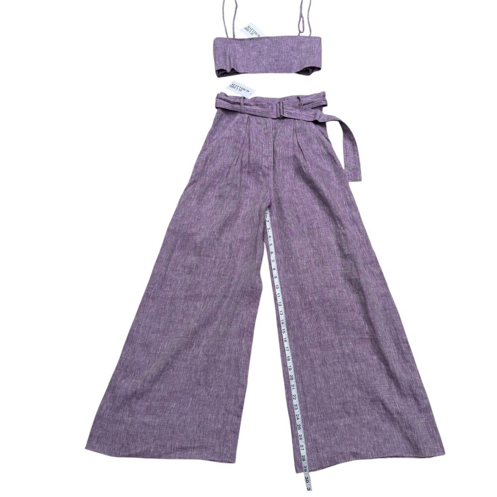 NWT Matthew Bruch Linen Wide Leg Pant and Structured Bandeau Crop Top - Picture 7 of 16
